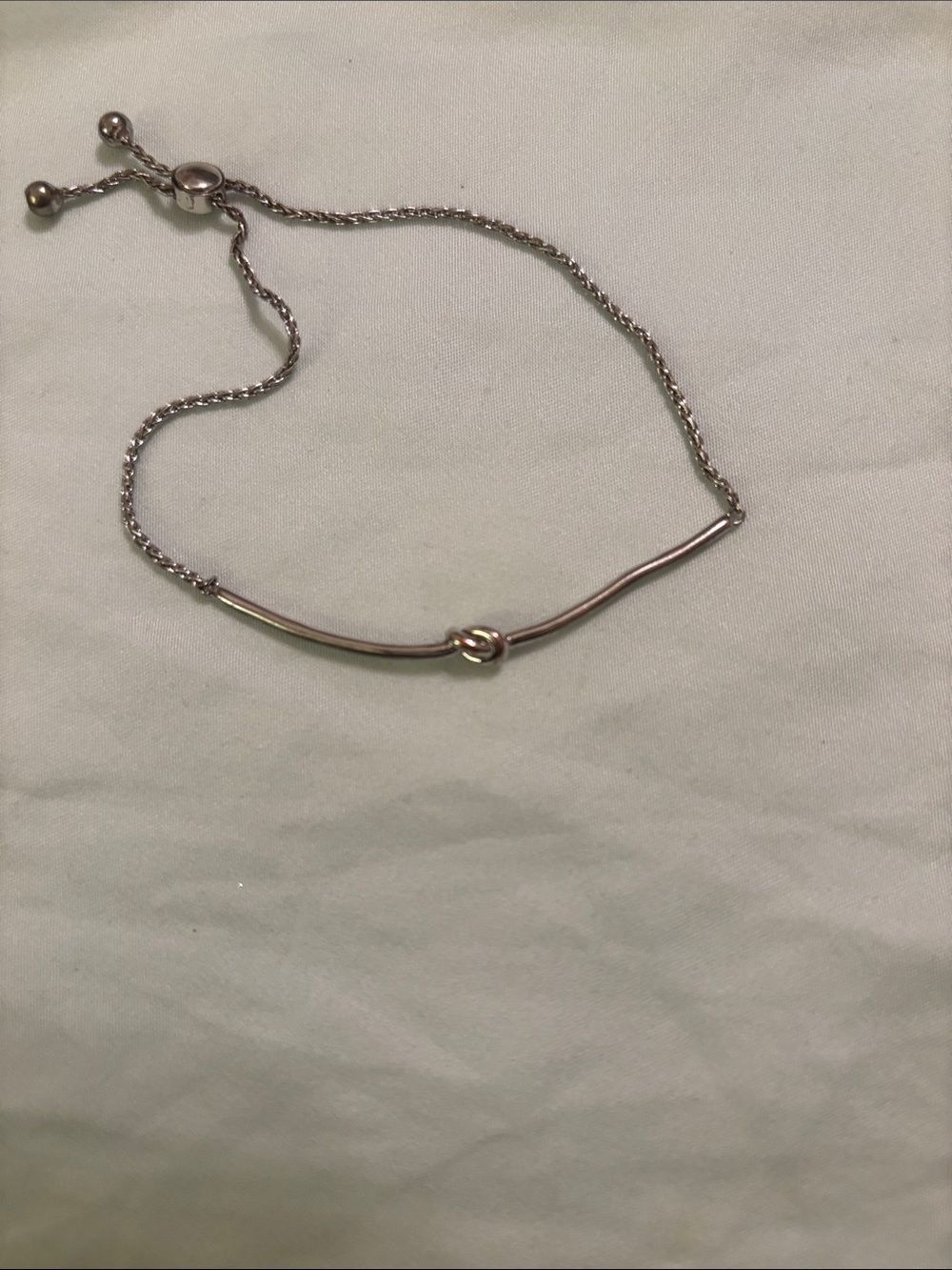Delicate Knot Bar Adjustable Bracelet - Silver